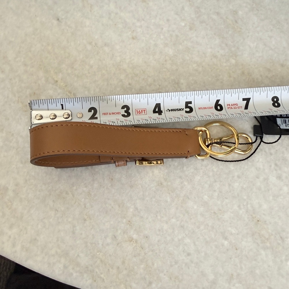 Prada Soft Leather Keychain Wristlet Brown & Gold 1PP186 Made in Italy - Picture 9 of 12